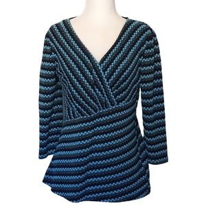 💐Dana Buchman 3/4 Sleeve Faux Wrap Blouse/Top